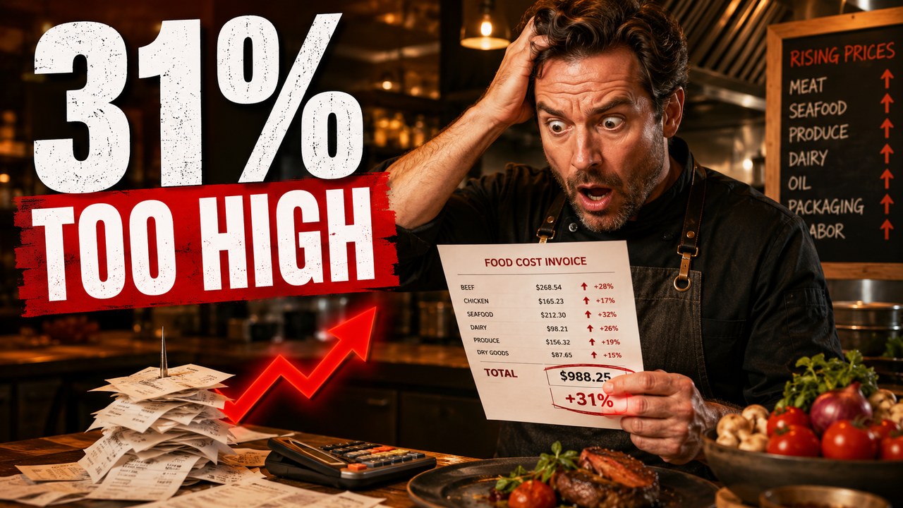 Synthetic thumbnail example for restaurant cost video