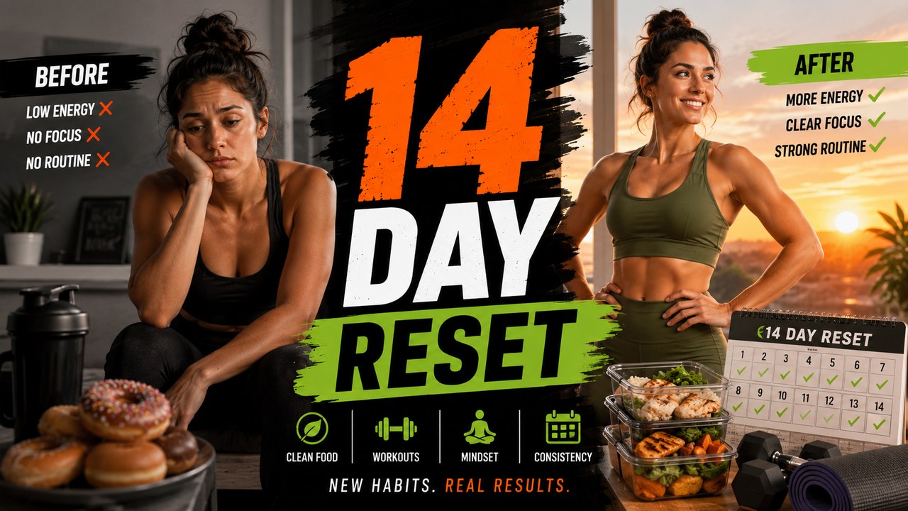 Synthetic thumbnail example for fitness reset video